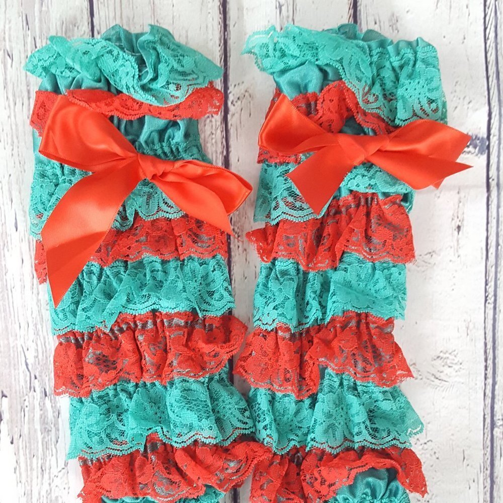 Lace Christmas Legwarmers Red and Green For Toddler Girls Brand New